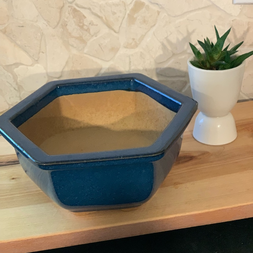 VINTAGE | 6 sided Bonsai Planter | Blue